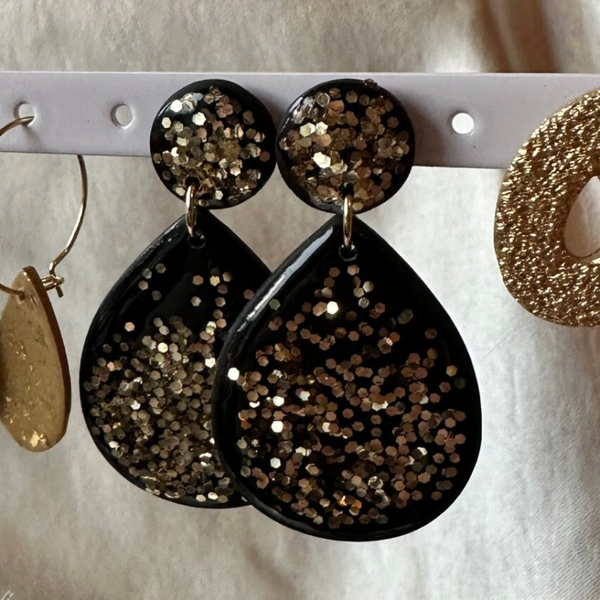 Nova zwart goud grote glitter