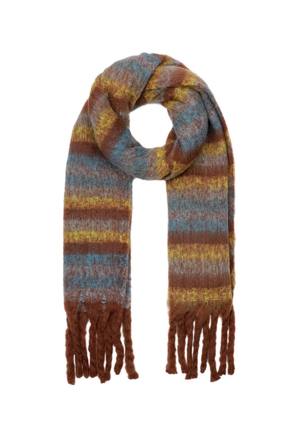 Sjaal gestreept oker | blauw
