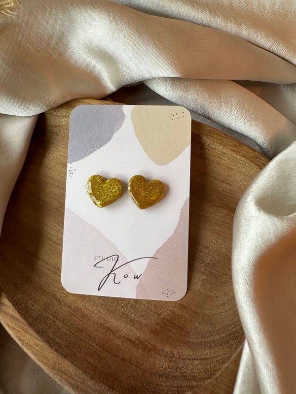 Lieve studoorbel goud glitter