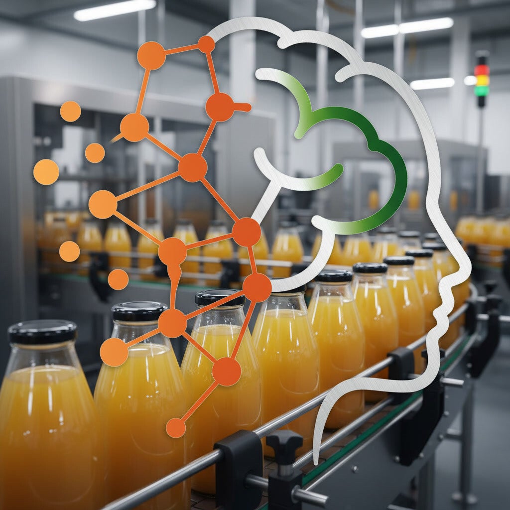 Infografik FoodTechfuture Datenerfassung in Echtzeit Fruchtsaftproduktion