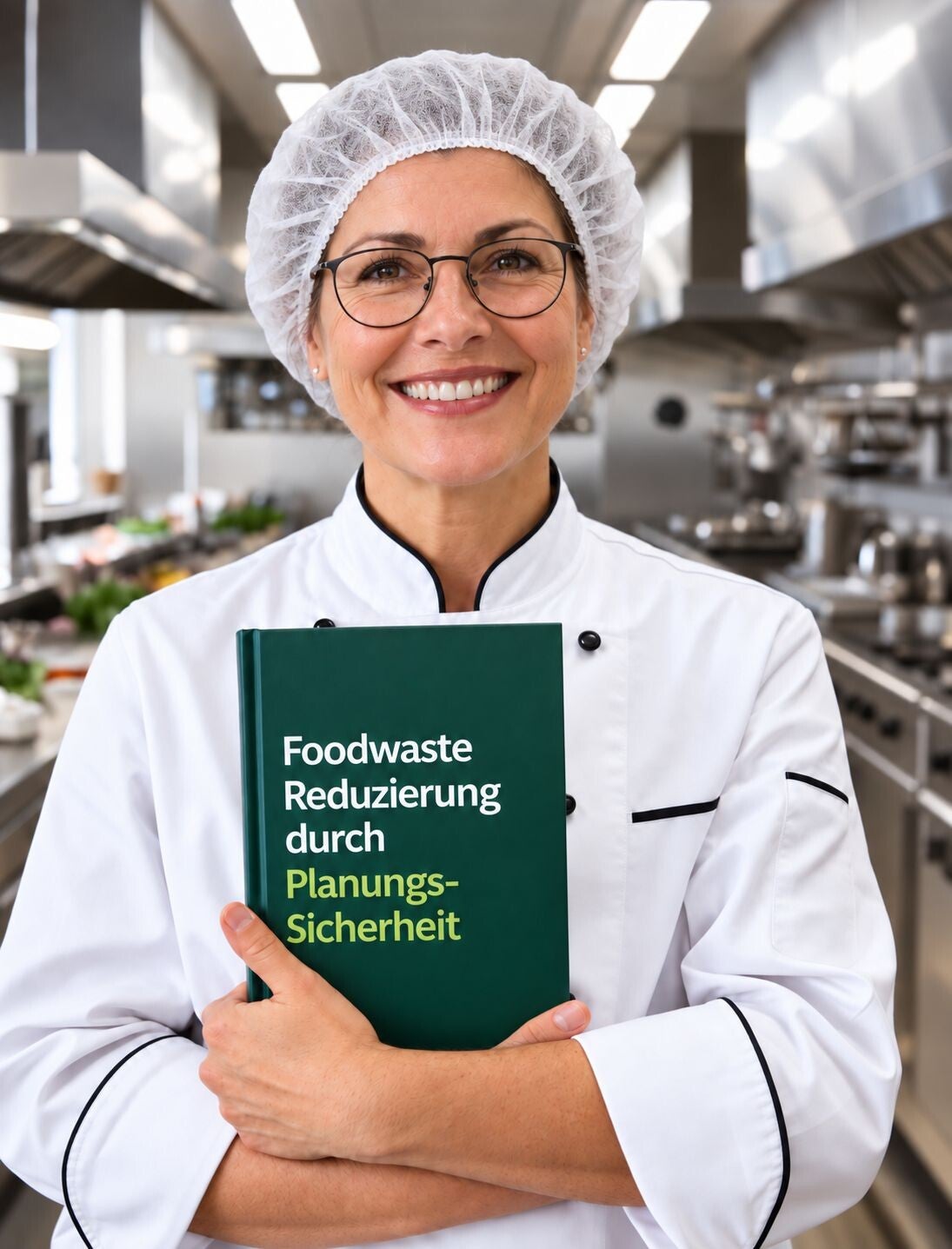 Zuversichtliche Chefköchin im Foodwaste Management