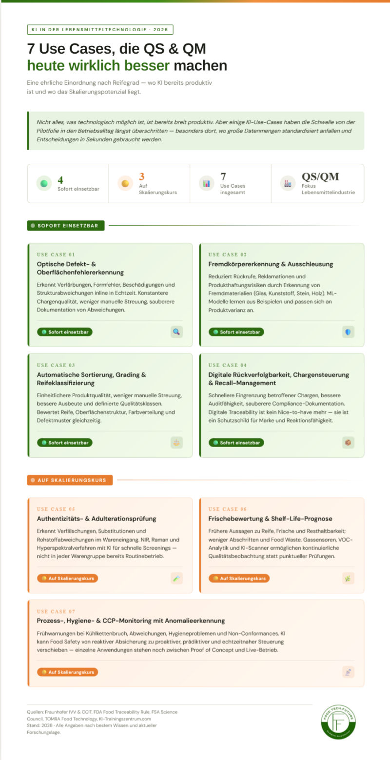 TOP KI USE CASES FÜR QUALITÄTSMANAGEMENT LEBENSMITTELINDUSTRIE 4.0
