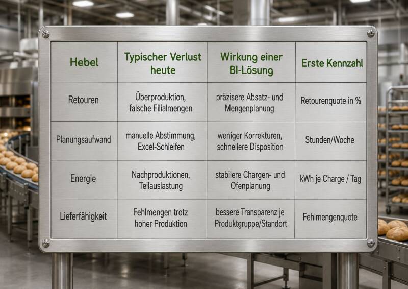 Infografik Matrix Foodwaste Ursache Wirkung Großbäckerei 