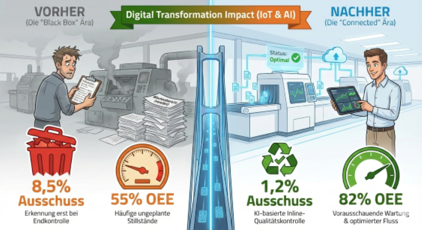 Digitale Transformation Impact vorher/nachher