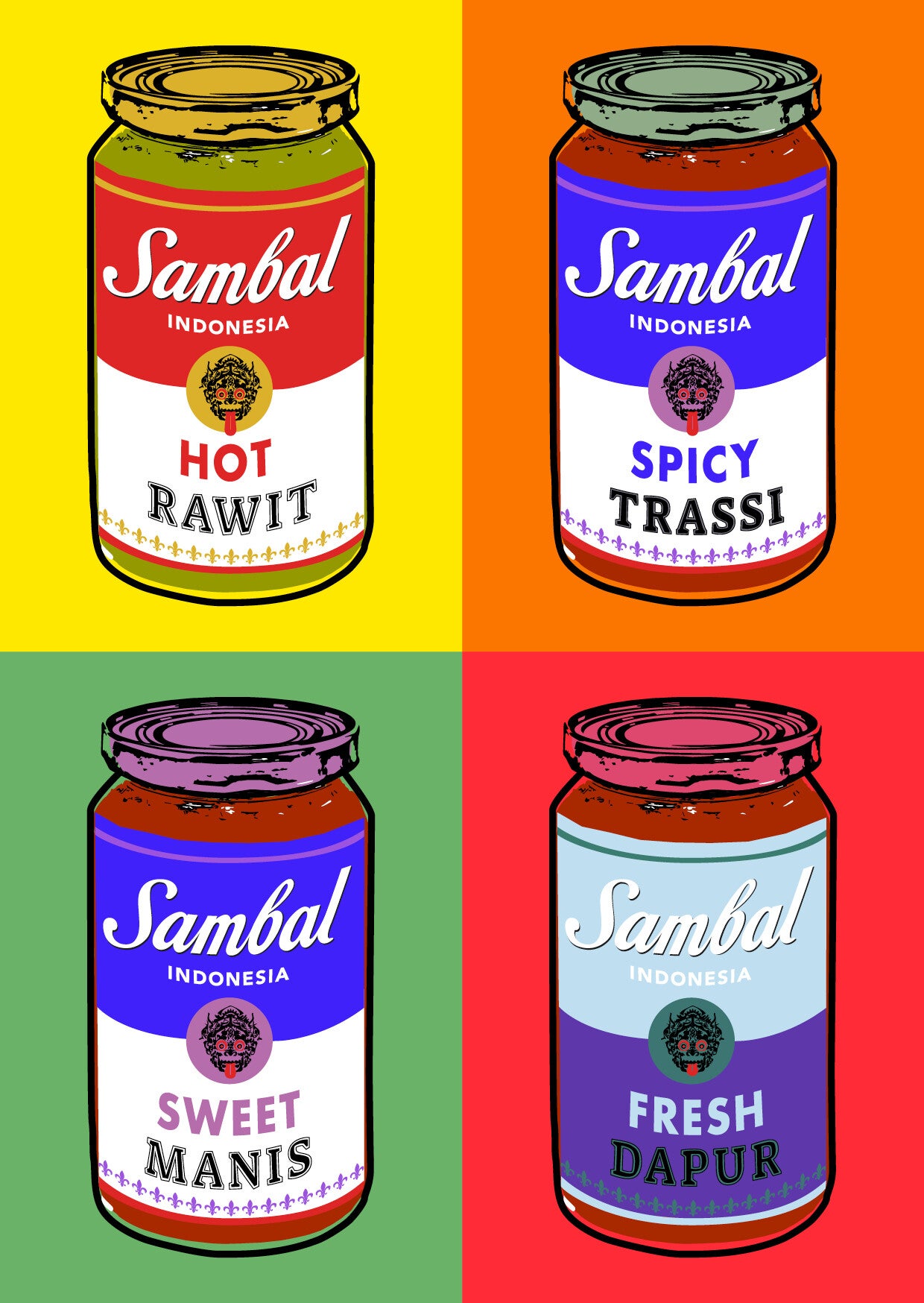 Ansichtkaart sambal kwartet