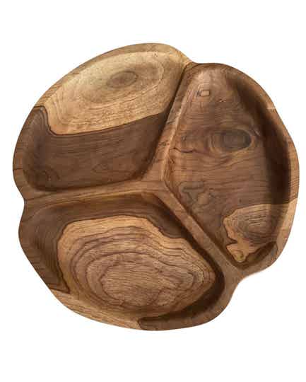 Fruitschaal van teakhout; 3 cm hoog