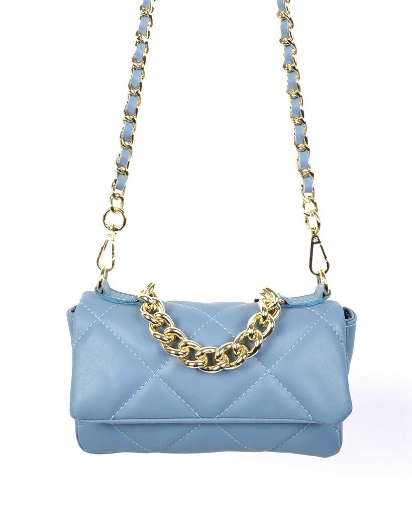 Schoudertasje gestikt leer