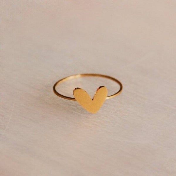 RVS minimalistische ring met hartje – goud