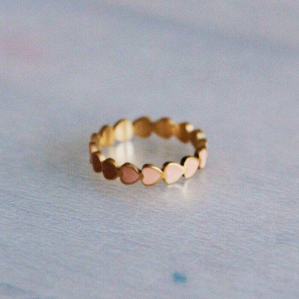 Stainless steel ring zalm hartjes
