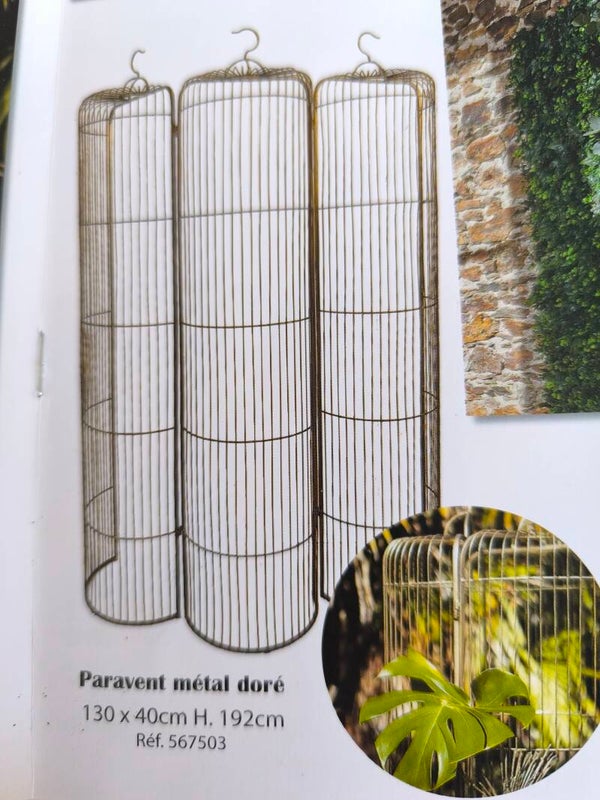 Paravant métal dore