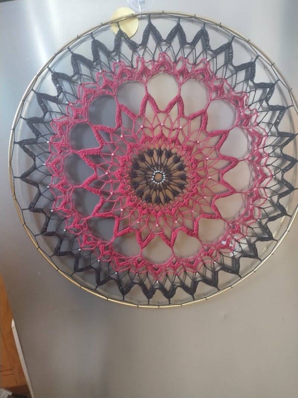 Fiber works, 23 Inches -Hand crochet decorative stretched doily