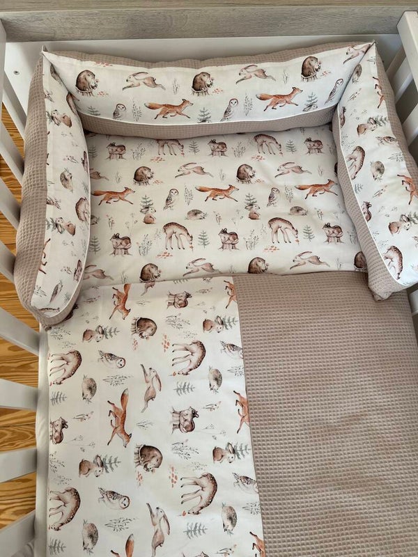 Bettgitterschutz Waldtiere hellbeige