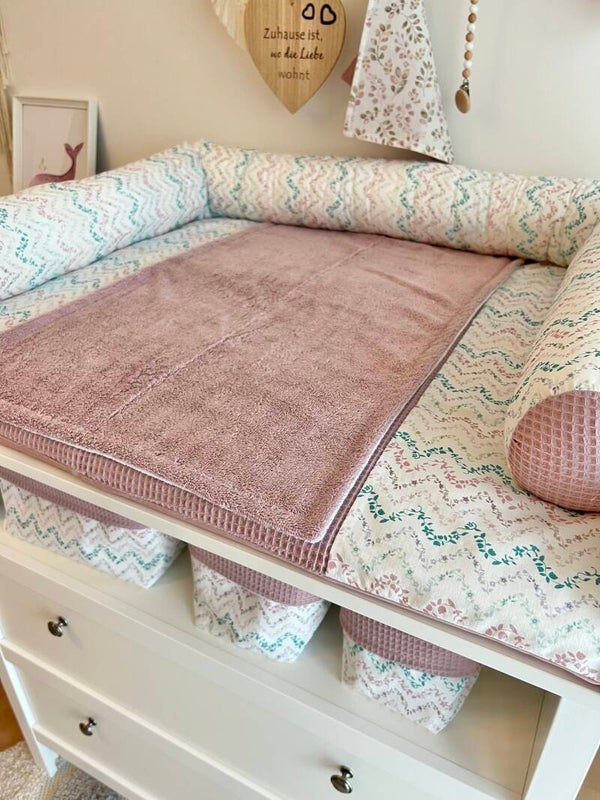 Sale Wickelauflage Zick Zack Blumen altrosa 85x75cm ohne Zubehör