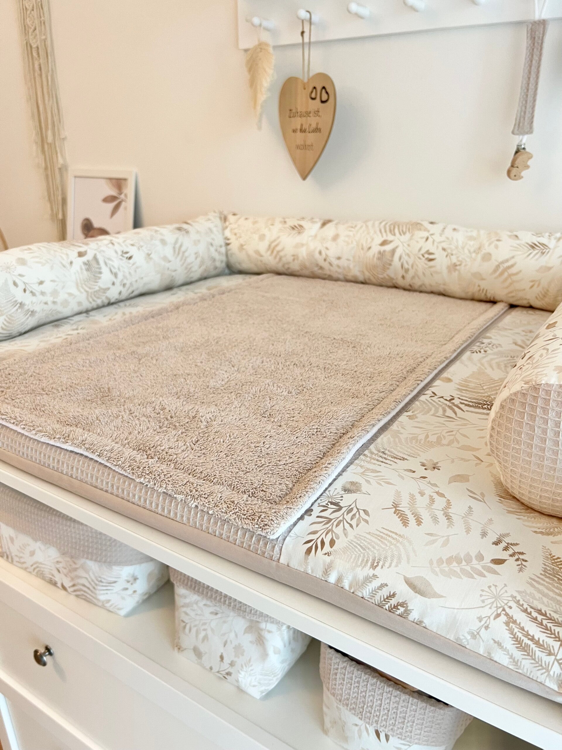 Wickelauflage Palmblätter Hellbeige