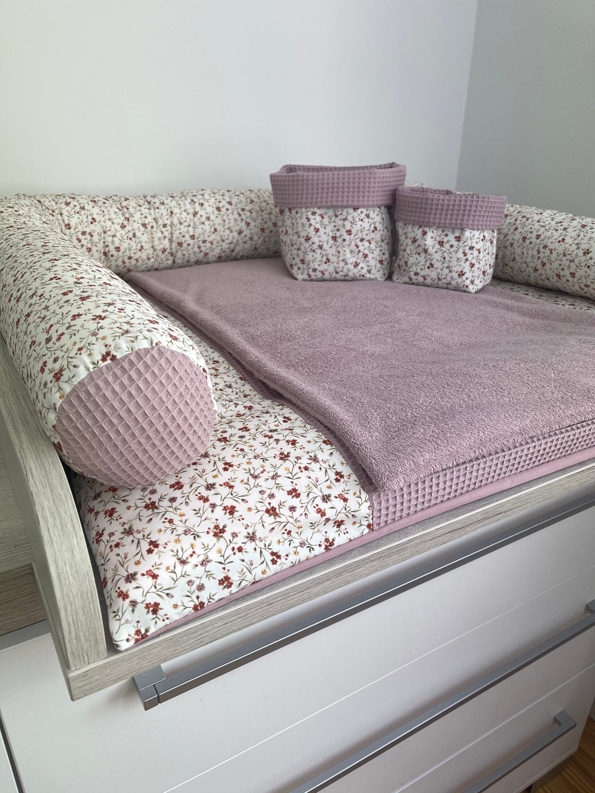 Wickelauflage romantische Blumen altrosa