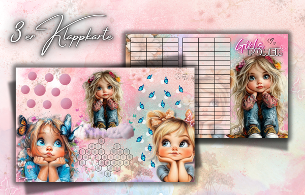 3 er Klappkarte ''Girl's Power'' A6