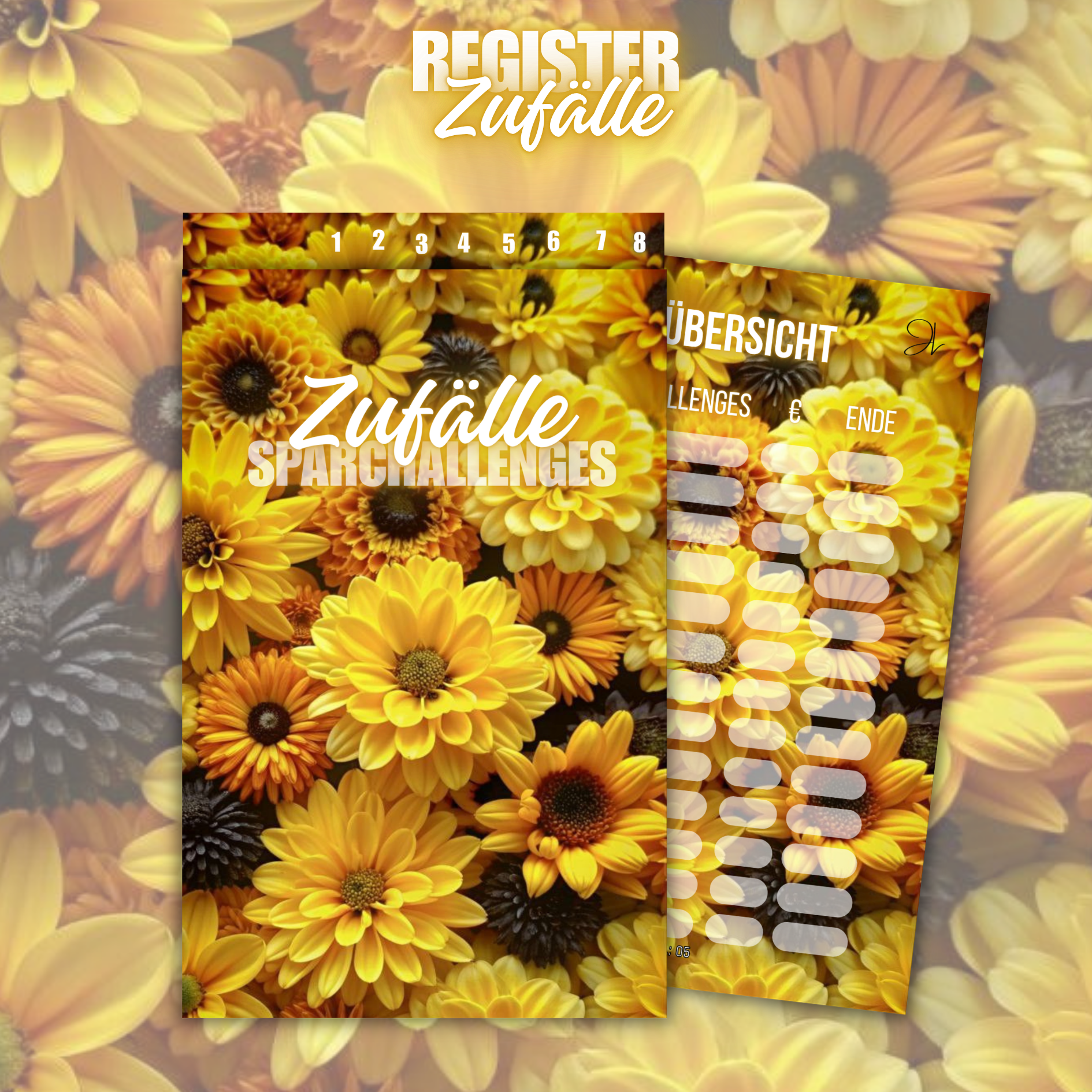 Register "Zufälle Sparchallenges" 6er o. 8er in A6