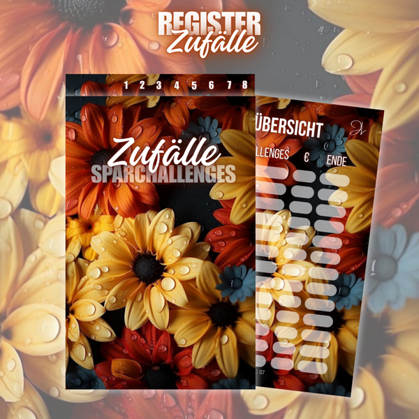 Register "Zufälle Sparchallenges" 6er o. 8er in A6