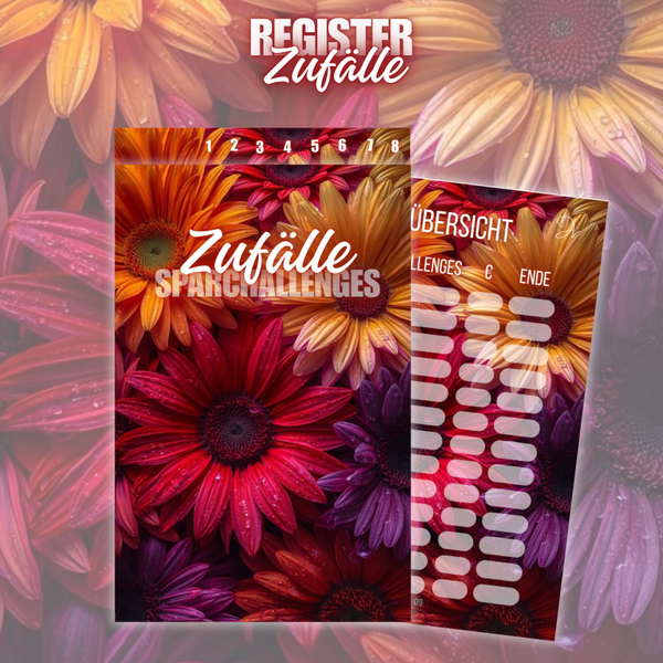 Register "Zufälle Sparchallenges" 6er o. 8er in A6