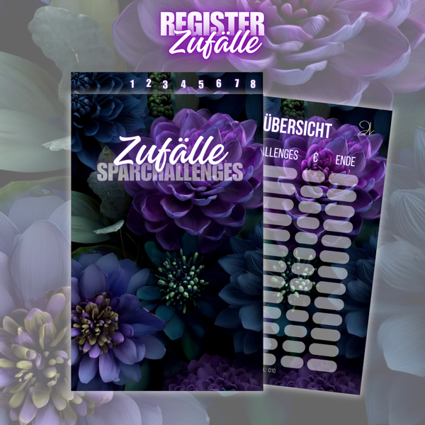 Register "Zufälle Sparchallenges" 6er o. 8er in A6