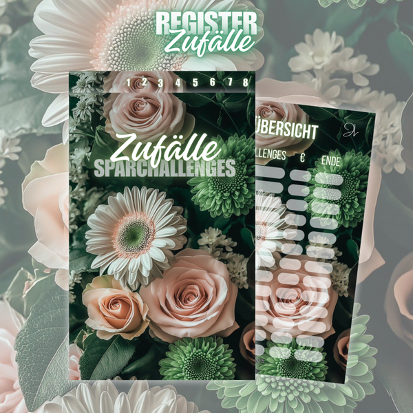 Register "Zufälle Sparchallenges" 6er o. 8er in A6