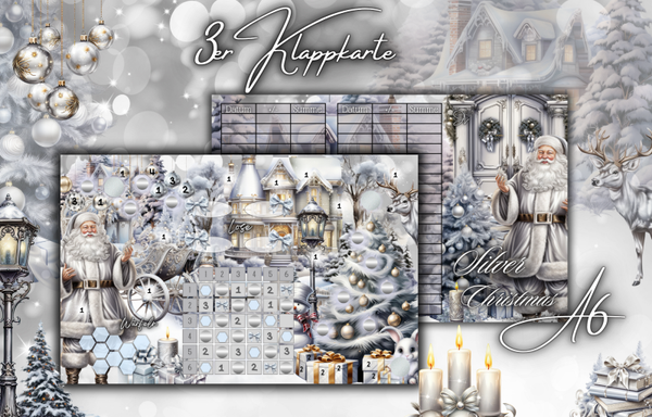 3er Klappkarte ,,Silver Christmas''