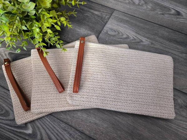 Pochette Zippée en Raphia Strohtäschchen