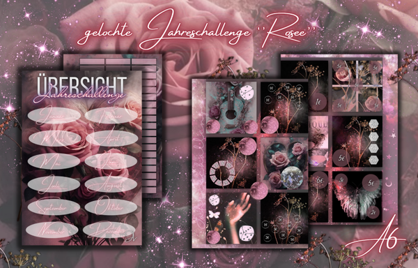 Gelochte Mini Jahreschallenge A6 ''Butterfly Rose''