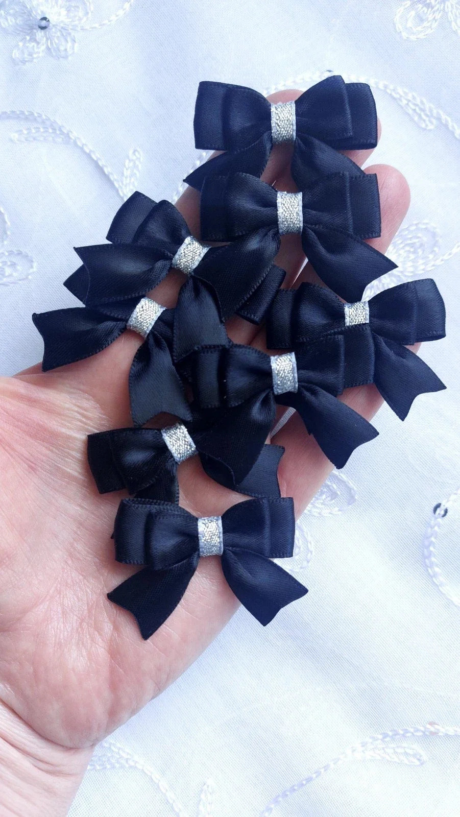 black small craft bows embellishments 4.5 cm pack of 8