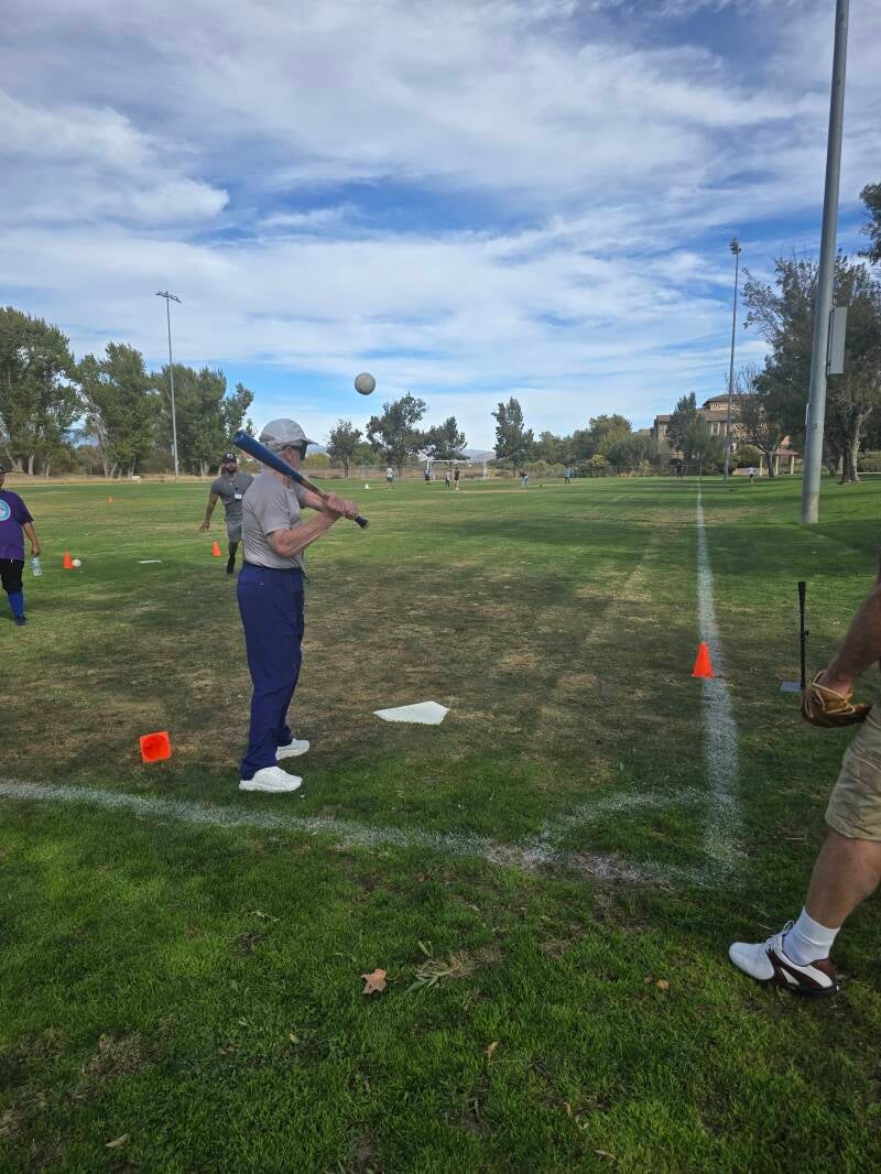 The image is of me playing Beep Baseball