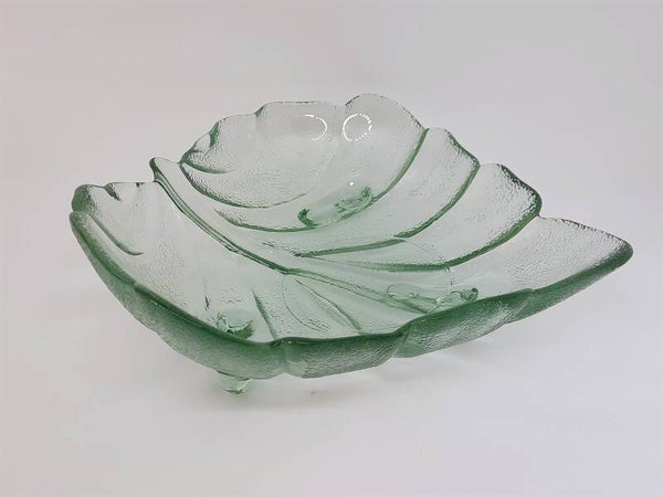 Vintage bladvormige presenteerschaal persglas