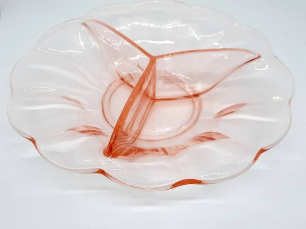 Bonbonnière van roze persglas 1950