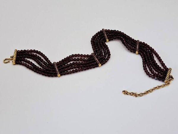 Vintage Monet ketting of choker donkerrood
