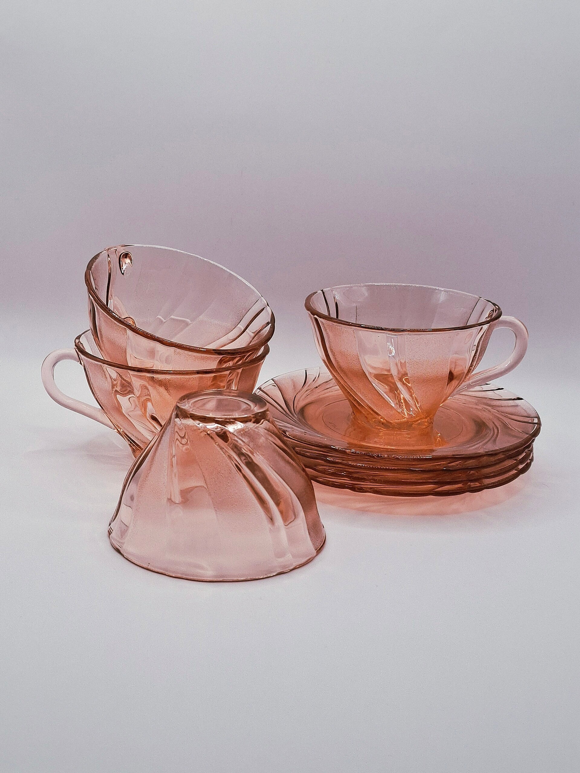 Roze swirl kop- en schotels Vereco