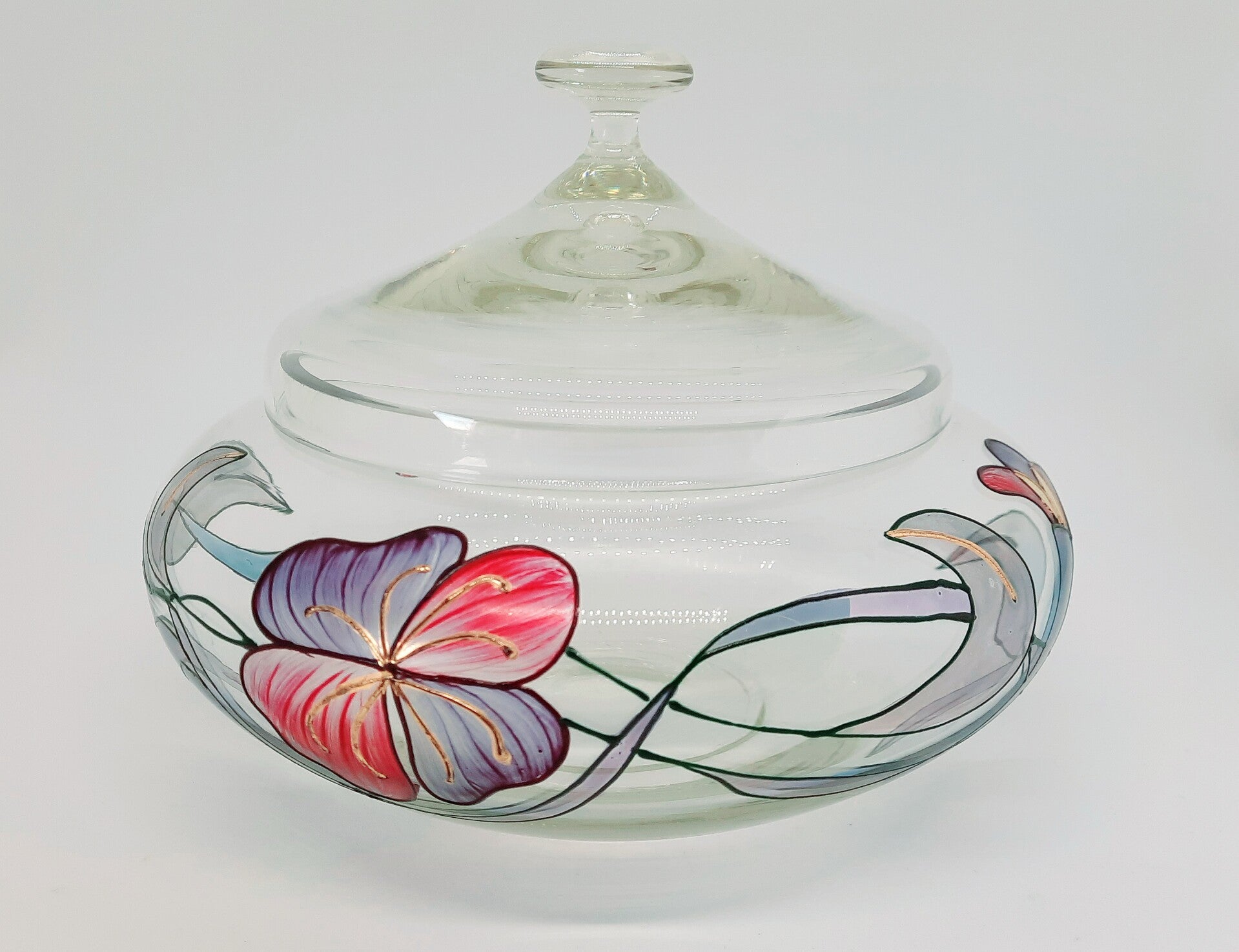 Vintage glazen bonbonnière in Tiffany-stijl, Paul Nagel