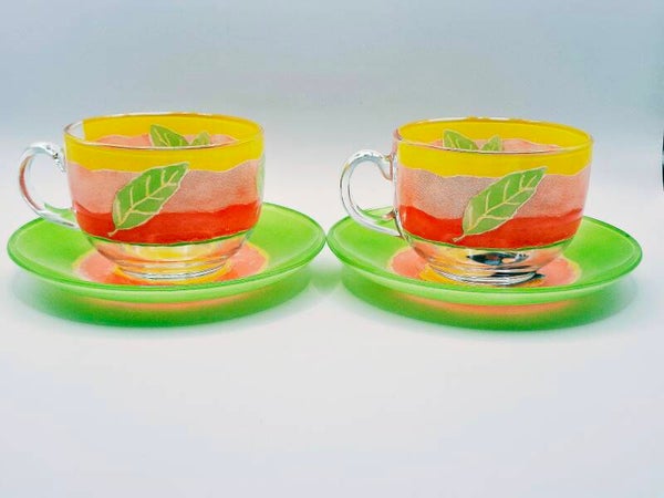 Set retro kop en schotels Luminarc