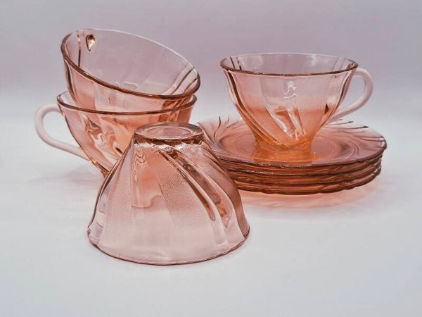 Roze swirl kop- en schotels Vereco