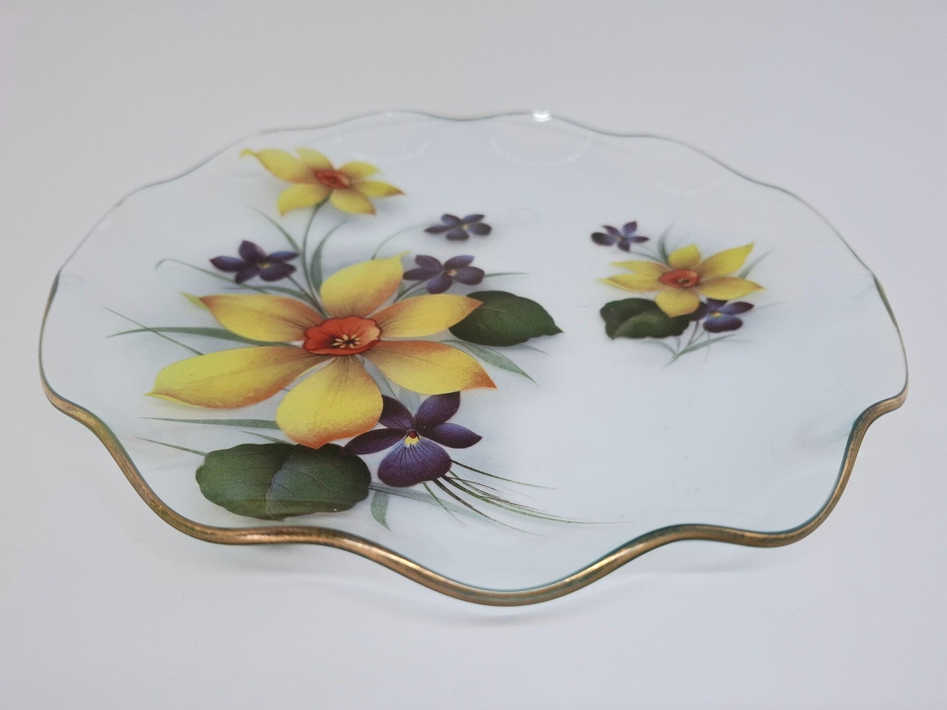 Vintage schaaltje Chance Glass bloemendecor