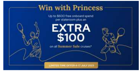 Picture of Princess Cruises wimbledon cruise credit voucher. l2cruise, @l2cruise #l2crusie love2cruise, love to cruise