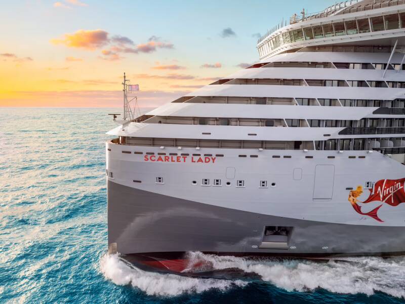 Virging scarlet lady cruising on sea. l2cruise, @l2cruise #l2crusie love2cruise, love to cruise