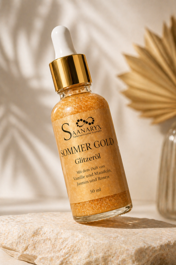 SOMMER GOLD – GLITZERÖL HANDGEMACHT FÜR STRAHLENDE HAUT