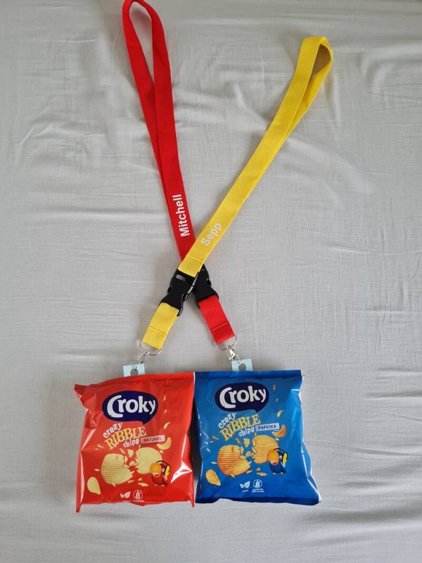 Keycord met chips of popcorn