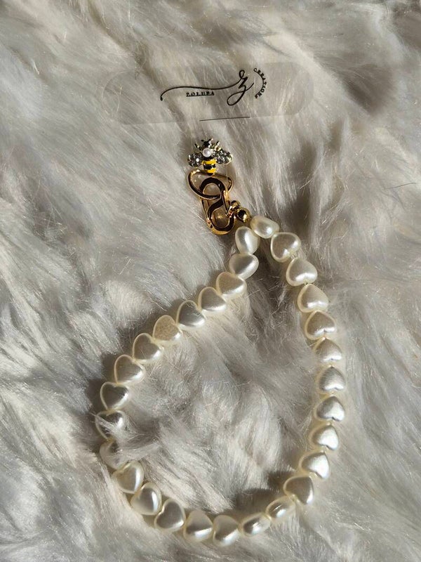 Telefoonketting "White Hearts"