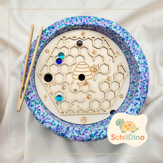 Labyrinth Biene Wabe Aktivitätsplatte Stapelstein I Balanciersteine I Feinmotorik I Montessori I Zubehör für Stapelsteine,