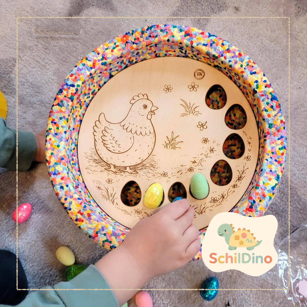 Ostern Henne Huhn Aktivitätsplatte Stapelstein, Balanciersteine, Feinmotorik, Montessori, Zubehör Stapelsteine motorischen Förderung Osterei