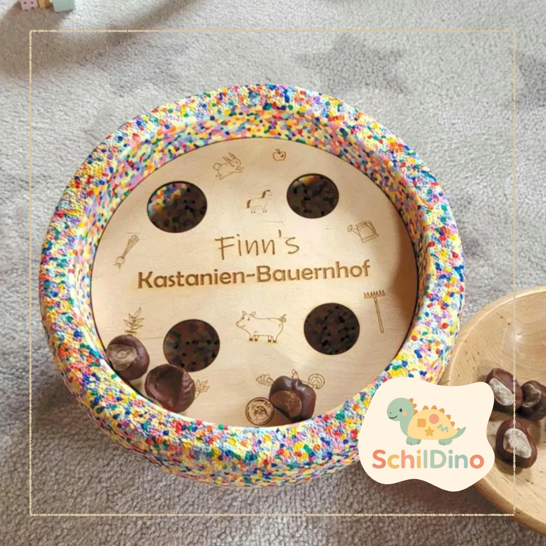 Kastanien Aktivitätsplatte Stapelstein I Balanciersteine I Feinmotorik I Montessori I Zubehör für Stapelsteine zur motorischen Förderung I