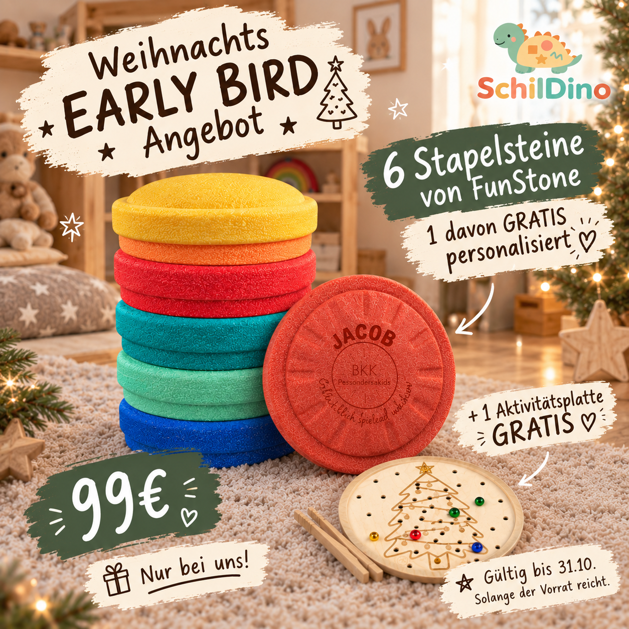 Early Bird Angebot: MyFunStone Spielsteine – Balancieren, Stapeln & motorische Förderung | Schildino