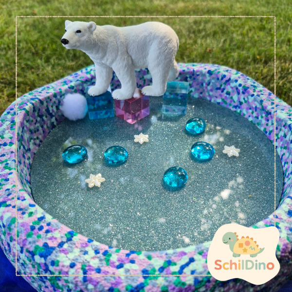 Aktivitätsplatte Leuchtplatten / Hellblau Glitzer Glitter für Stapelstein und FunStone