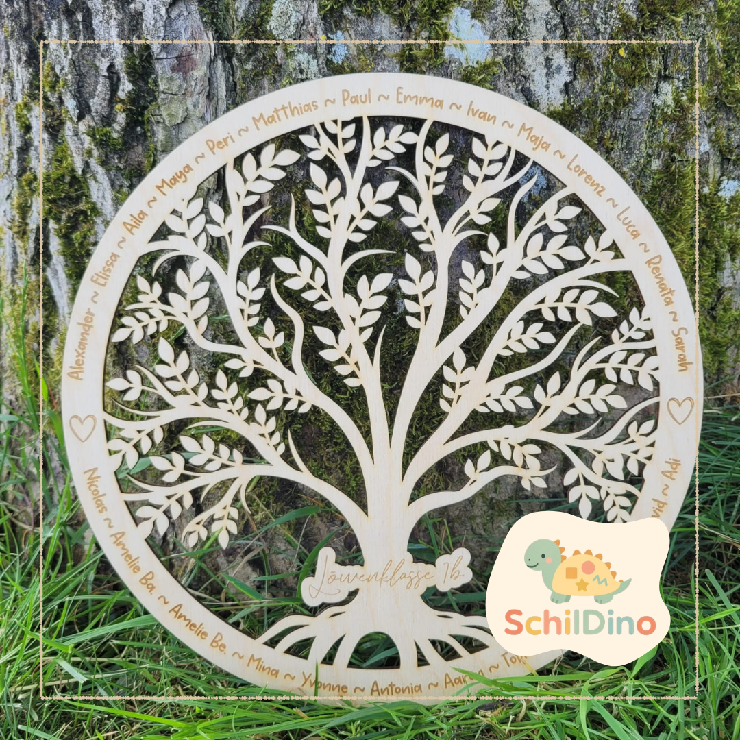 Personalisierter Baum des Lebens Türschild – Abschiedsgeschenk Kindergarten & Schule mit Kindernamen | 28 oder 38 cm