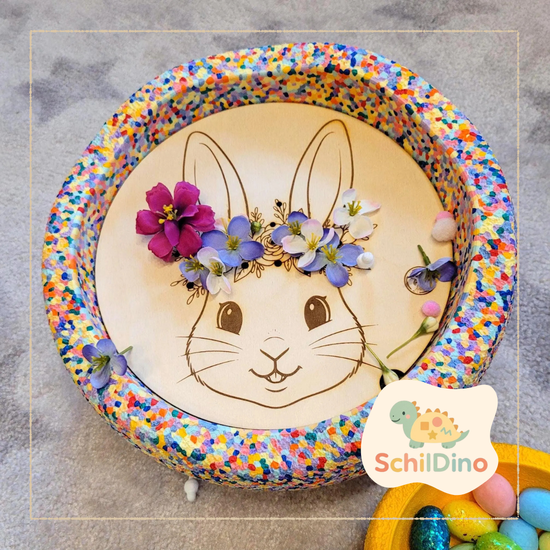Ostern Osterhase Blumen Aktivitätsplatte Stapelstein, Balanciersteine, Feinmotorik, Montessori, Zubehör Stapelsteine motorischen Förderung